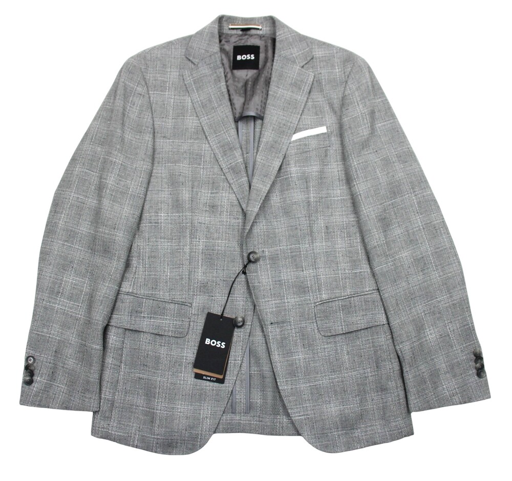 Hugo Boss Hutson Sport Coat 36 R Mens Slim fit Grey Wool Cotton Linen Blazer